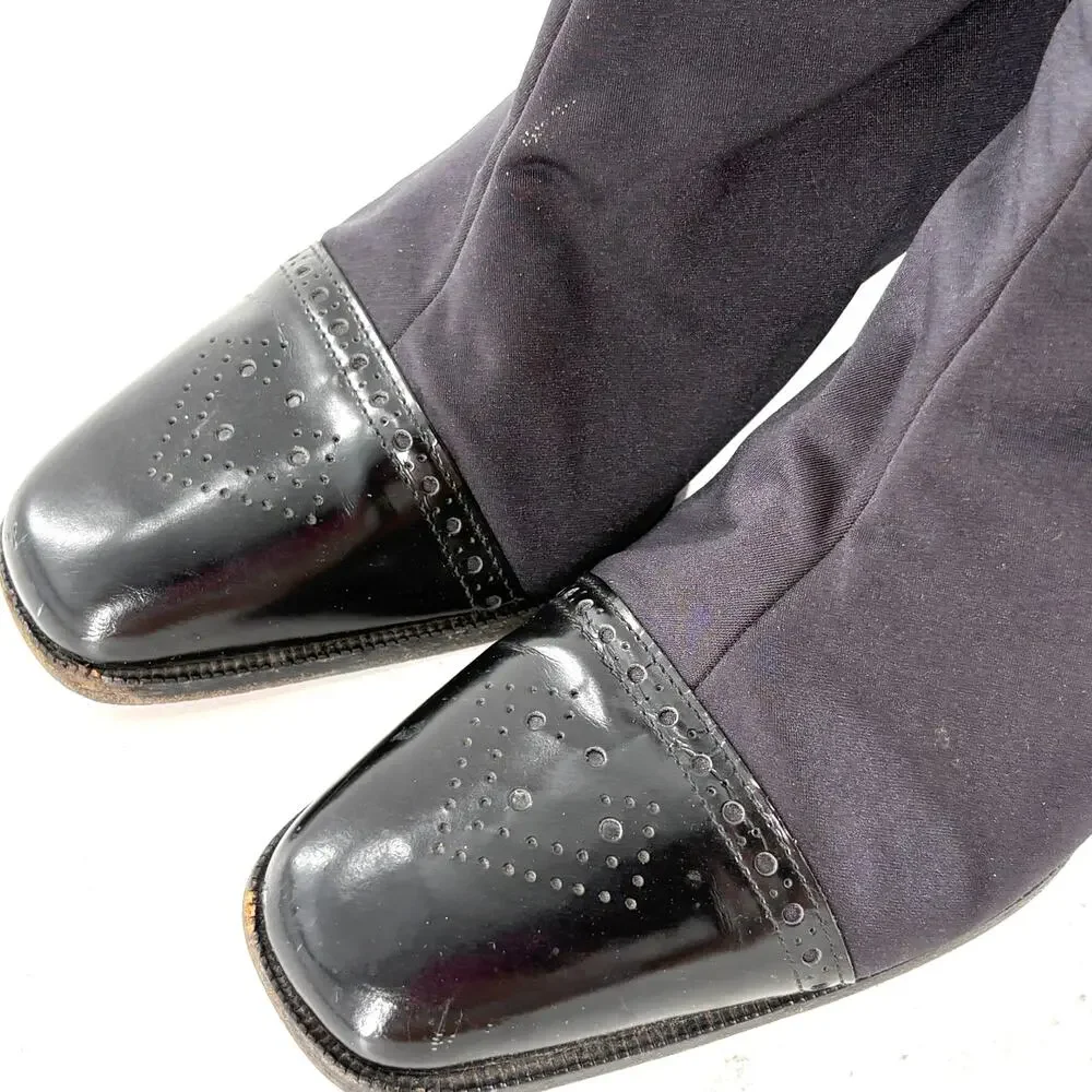 Bruno Magli Oxford Ankle Boots 9 39 Black Leather Academia Prep Whimsigoth Heel